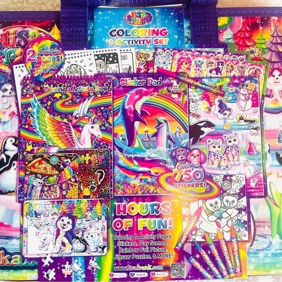 NWT Lisa Frank Coloring & Activity Set with Fold Out Storage Case + 600 Stickers - Picture 7 of 16